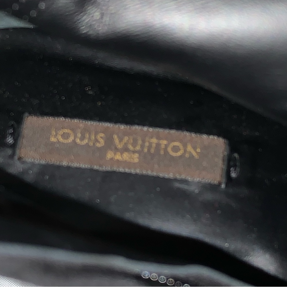 LOUIS VUITTON size 37.5 black SUEDE platform stilleto BOOTS w/patent leather - Picture 6 of 12
